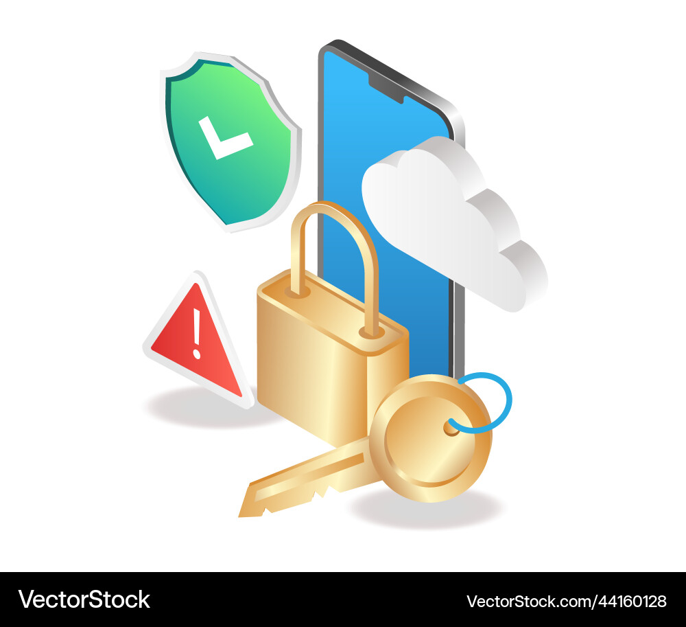 Cloud server application security warning Cloud server application security warning vector image