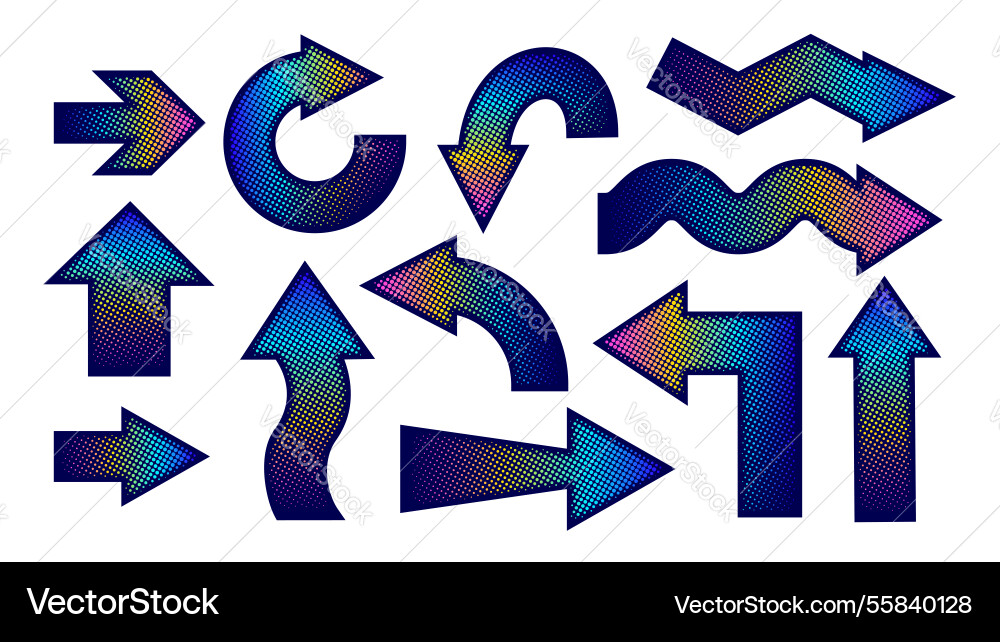 Collection of colorful gradient halftone patterned Collection of colorful gradient halftone patterned vector image