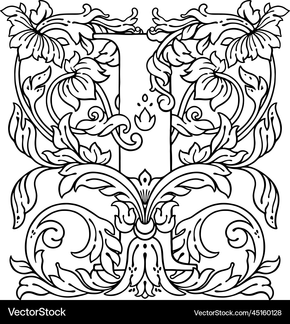 Floral Monogram I Ornament Vector Image