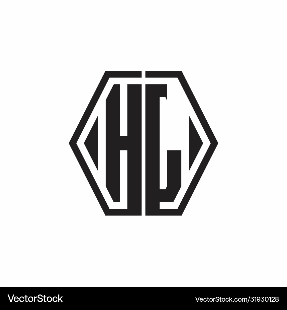 Hl logo monogram with hexagon line rounded design Hl logo monogram with hexagon line rounded design Vector Image