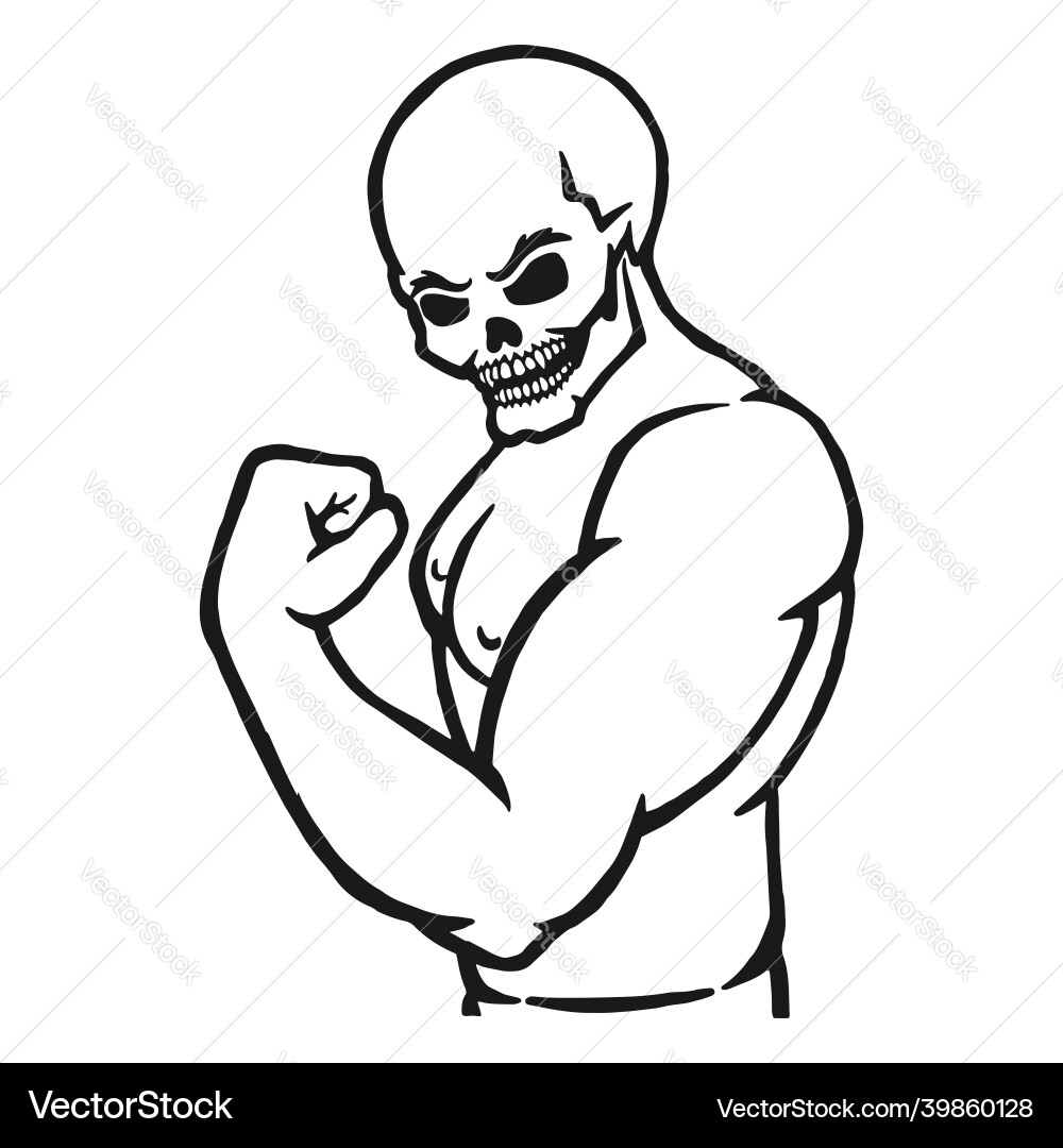Male bodybuilder flexing his biceps outline Male bodybuilder flexing his biceps outline vector image