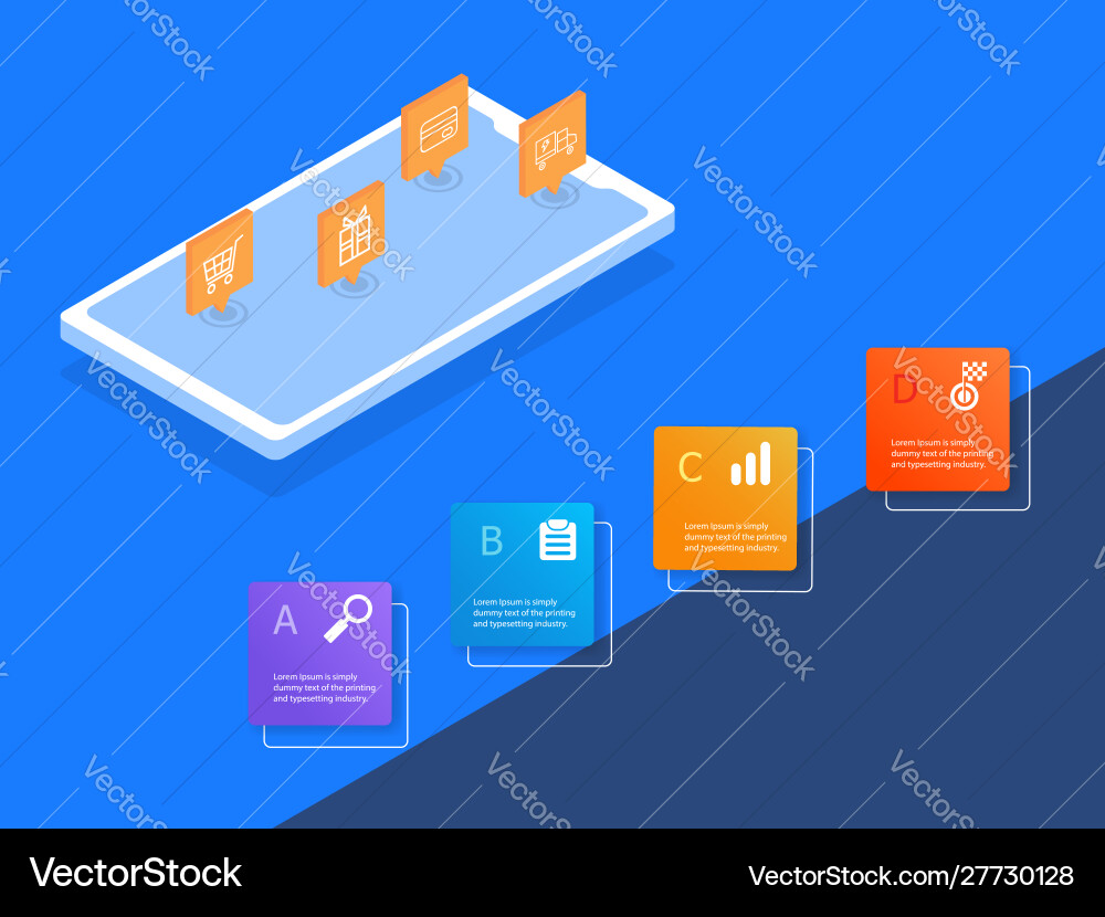 Online-Shopping Infografiken 4 Schritte Online-Shopping Infografiken 4 Schritte vektorbild