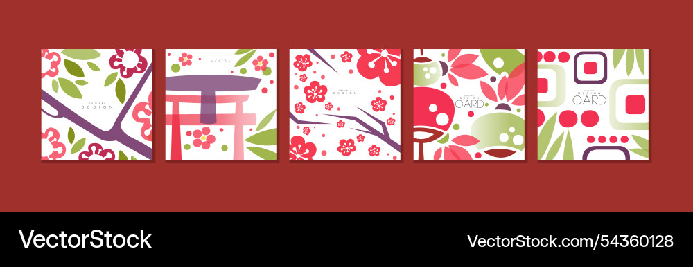 Original card design with japanese or chinese Vector Image