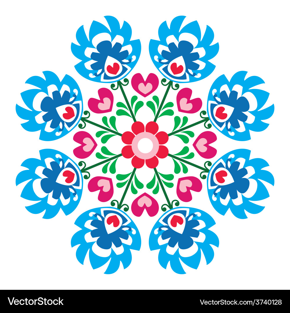 Polish Folk Floral Pattern - Wzory Lowickie Vector Image