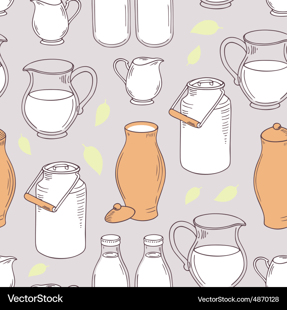 Seamless pattern with milk objects vector image