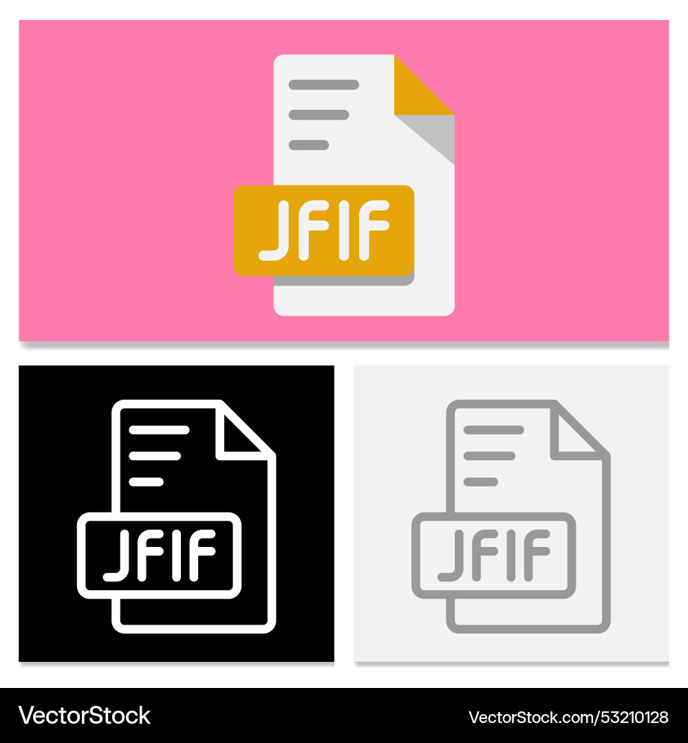 Set jfif document file format flat vector image