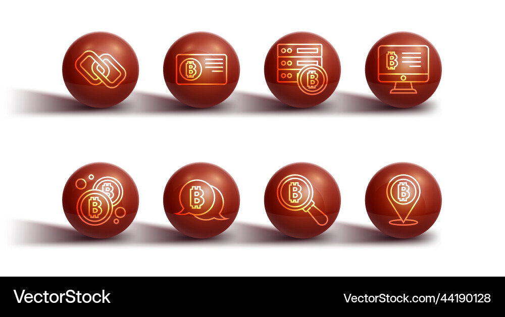 Set line chain link bitcoin mining from Set line chain link bitcoin mining from vector image