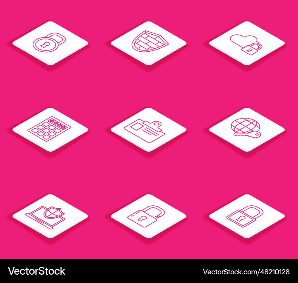 Set line lock cloud computing password Set line lock cloud computing password vector image