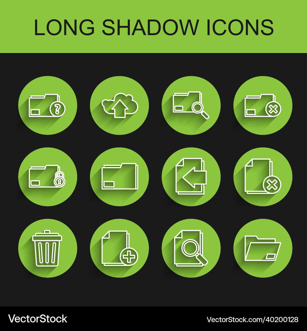 Set line trash can add new file unknown document Vector Image