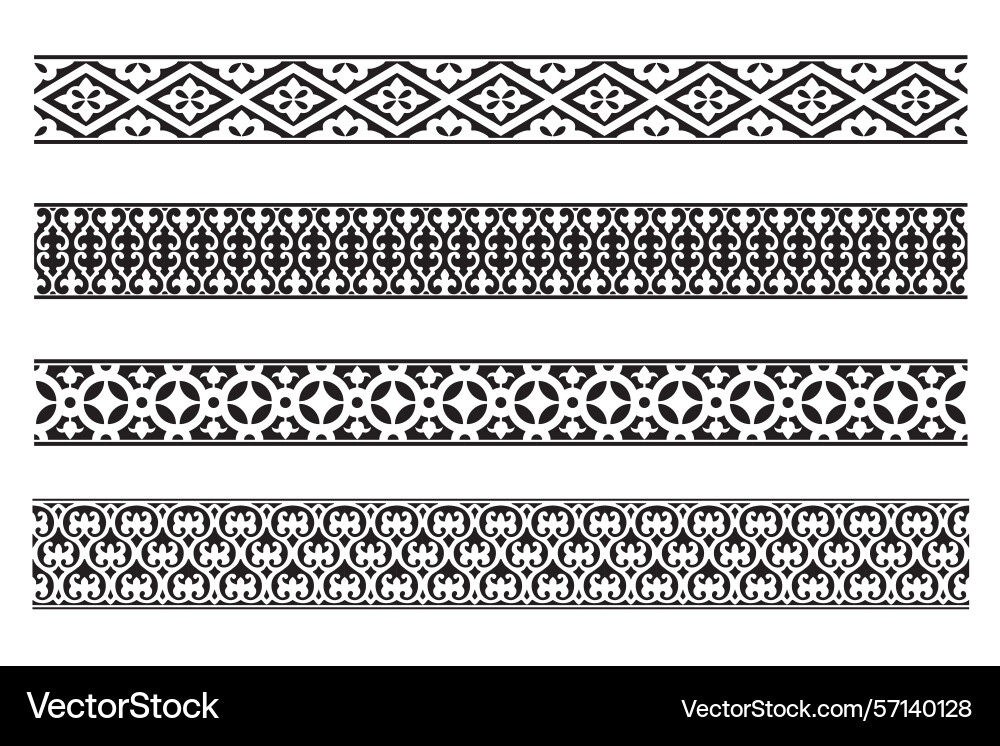 Set of decorative seamless ornamental border Vector Image