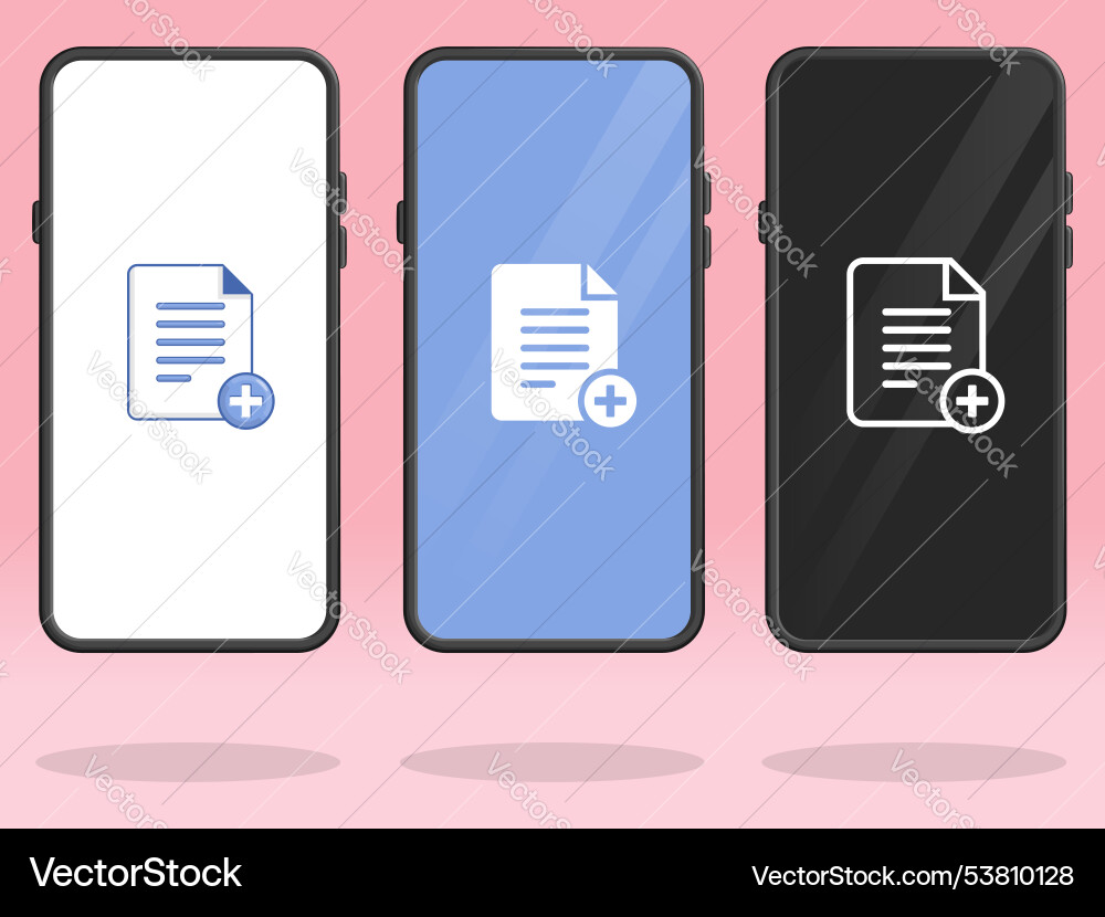 Smartphone file plus write new document vector image