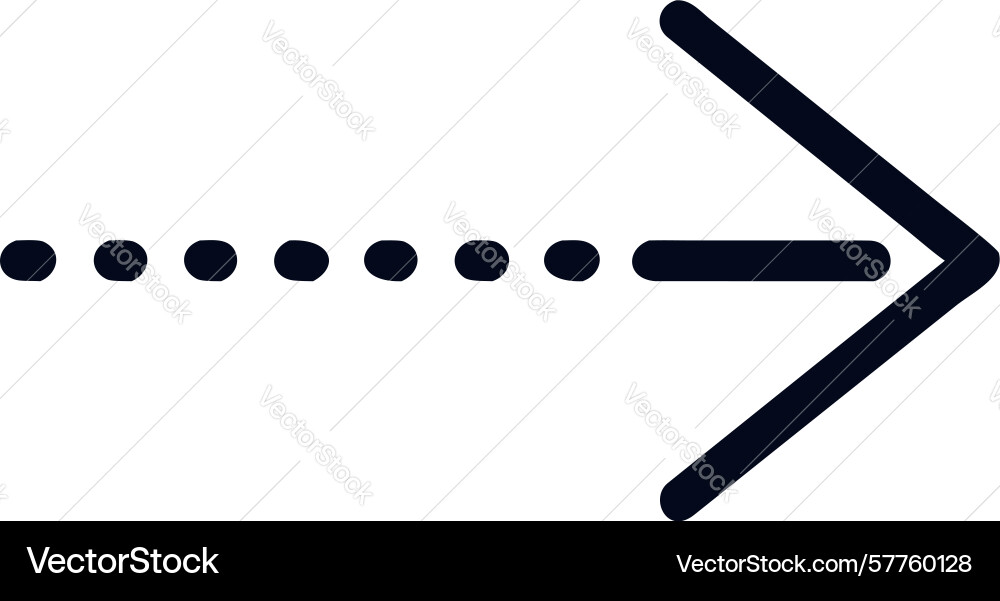 Solid arrow with dotted trailing line for path vector image