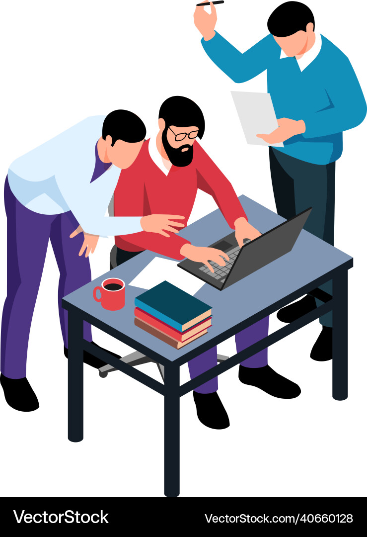 Solving task together composition Solving task together composition vector image