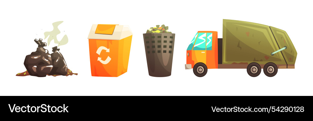 Street garbage gather and collect object Street garbage gather and collect object vector image