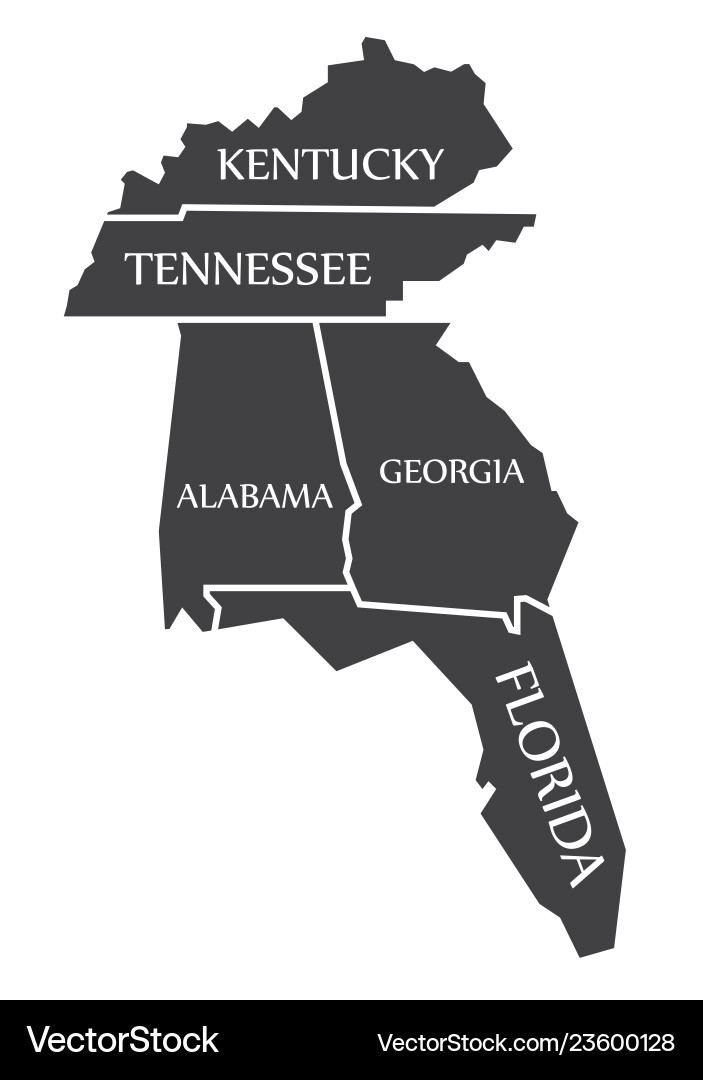US State Map - Kentucky, Tennessee, Alabama, Georg vector image