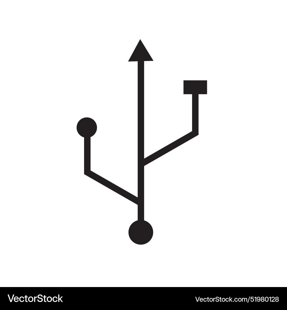 Usb icon in flat style with background Vector Image
