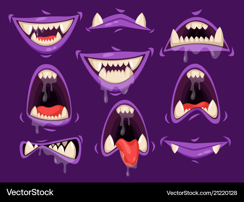 Vampire mouth with scary emotions monster jaw Vampire mouth with scary emotions monster jaw vector image