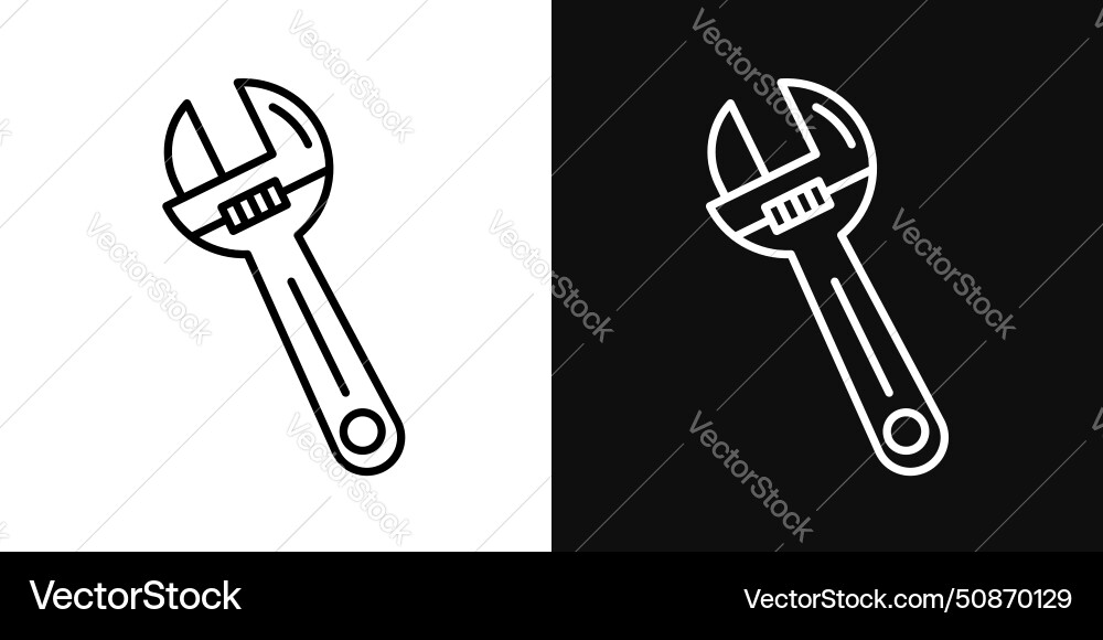 Adjustable wrench icon set spanner pipe Vector Image