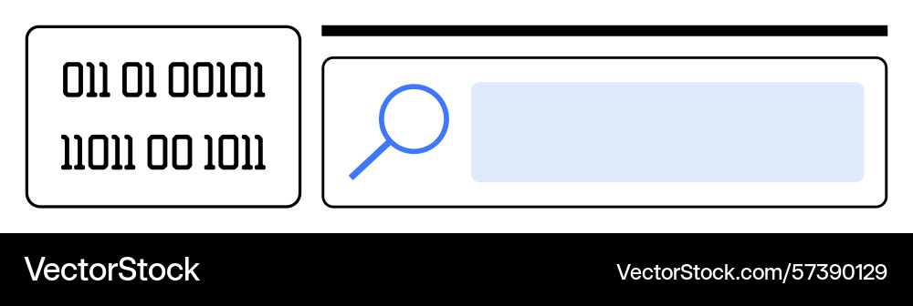 Binary code and search bar concept for data Binary code and search bar concept for data vector image