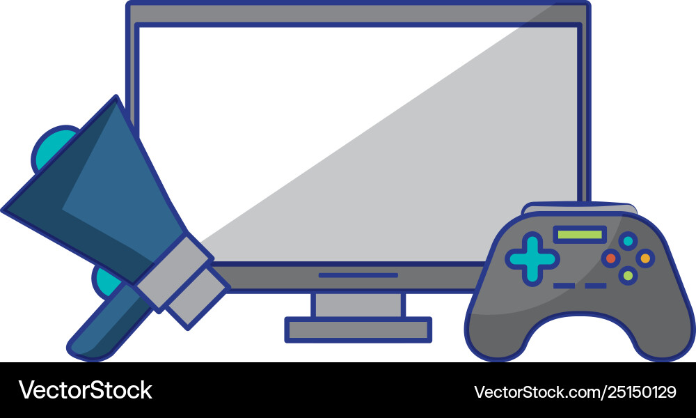 Computer with peripone and control Vector Image