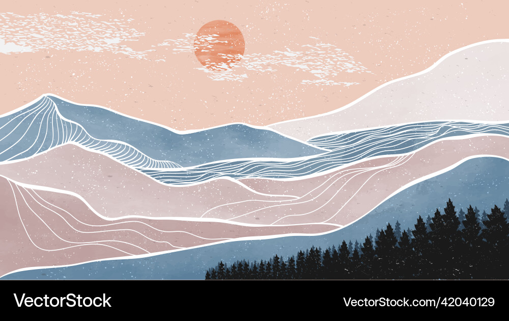 Creative minimalist hand painted of mid century vector image