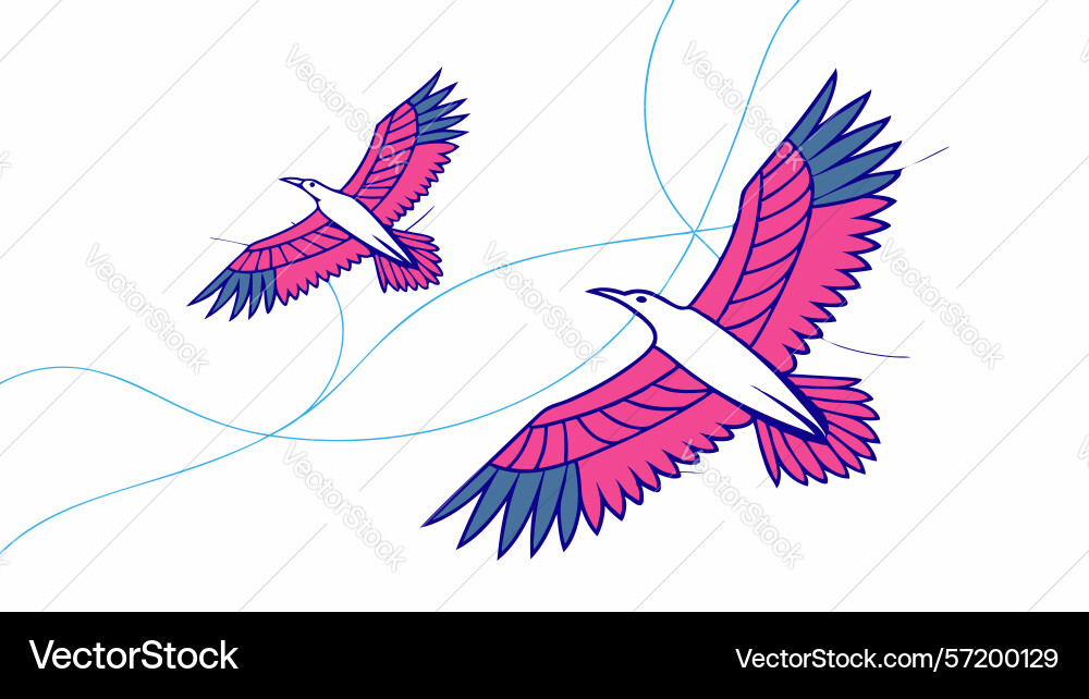 Dynamic birds in flight abstract motion design vector image