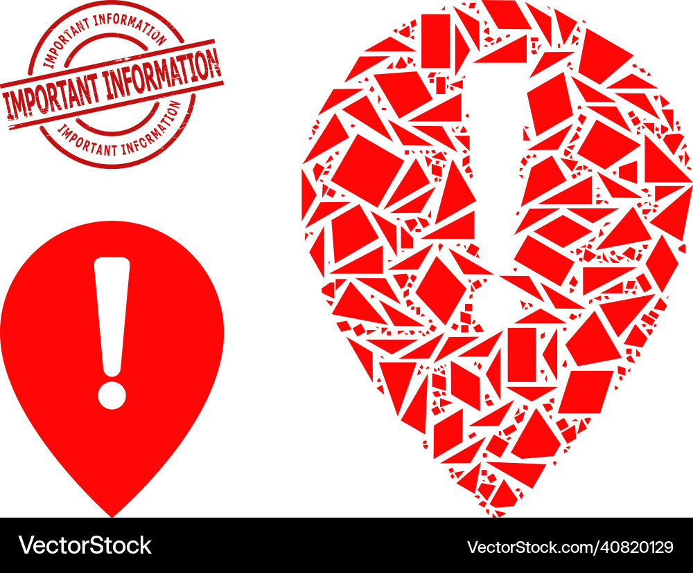 Geometric notice map pointer icon mosaic Geometric notice map pointer icon mosaic Vector Image
