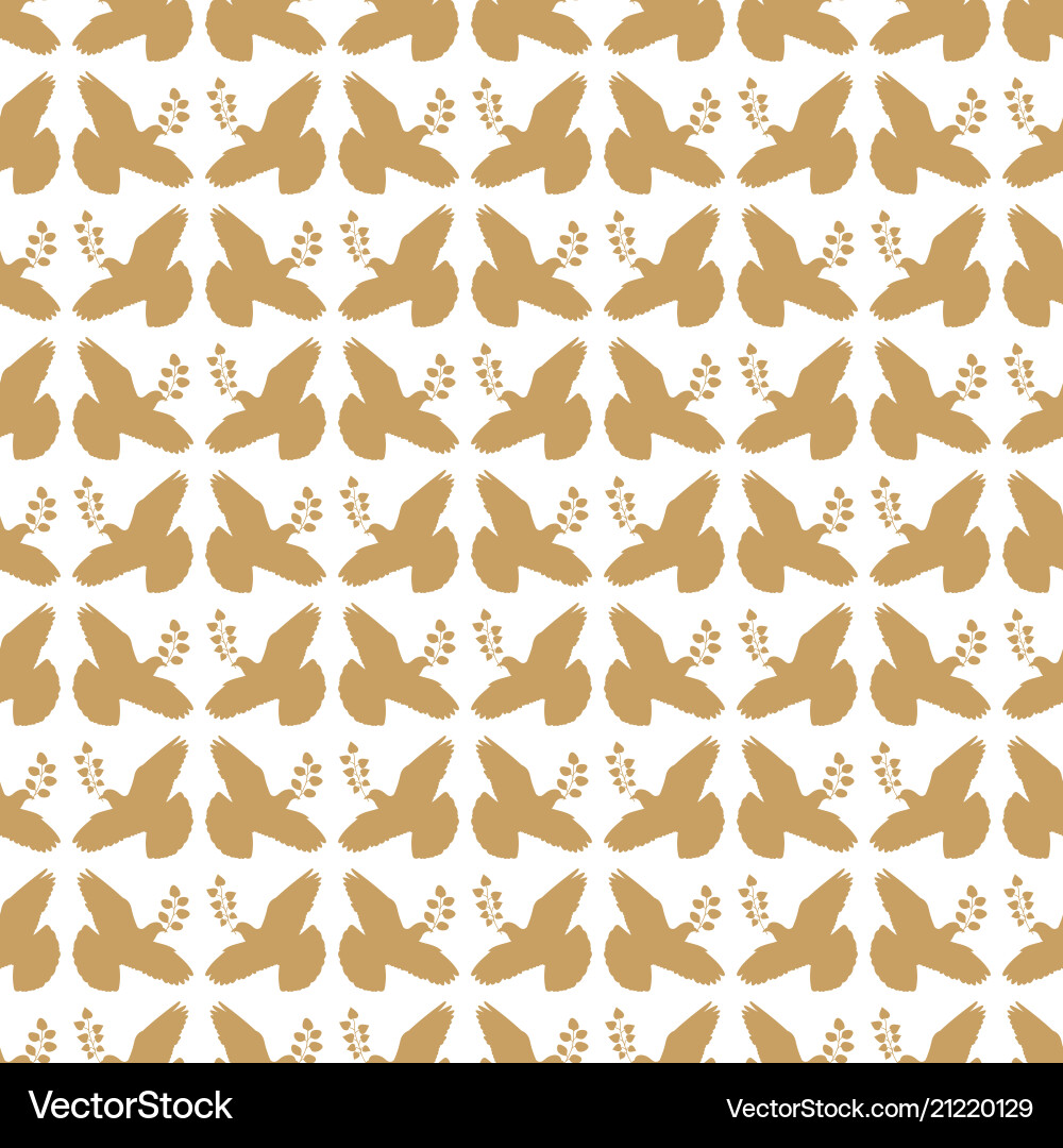 Gold vintage peace dove seamless pattern Gold vintage peace dove seamless pattern vector image