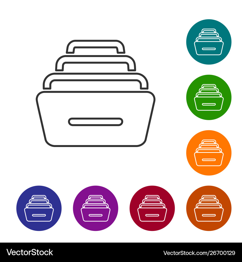 Grey line drawer with documents icon isolated Grey line drawer with documents icon isolated Vector Image