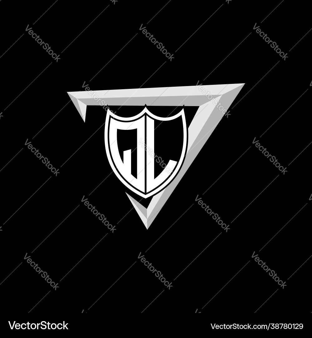 Initial letter q l shield shape with triangular Initial letter q l shield shape with triangular Vector Image