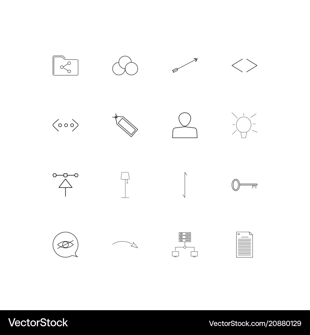 Internet technologies linear thin icons set vector image