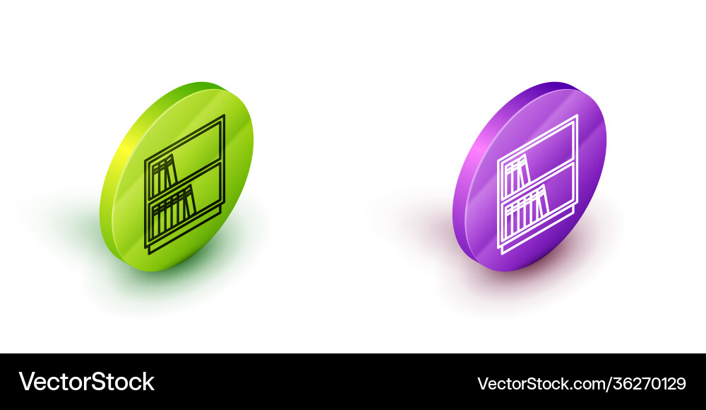 Isometric line library bookshelf icon isolated Isometric line library bookshelf icon isolated Vector Image