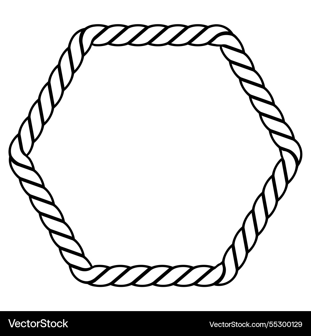 Line drawing of a hexagonal frame made from rope vector image