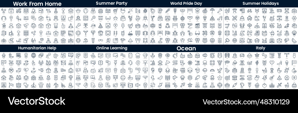 Linear style icons pack in this bundle include vector image