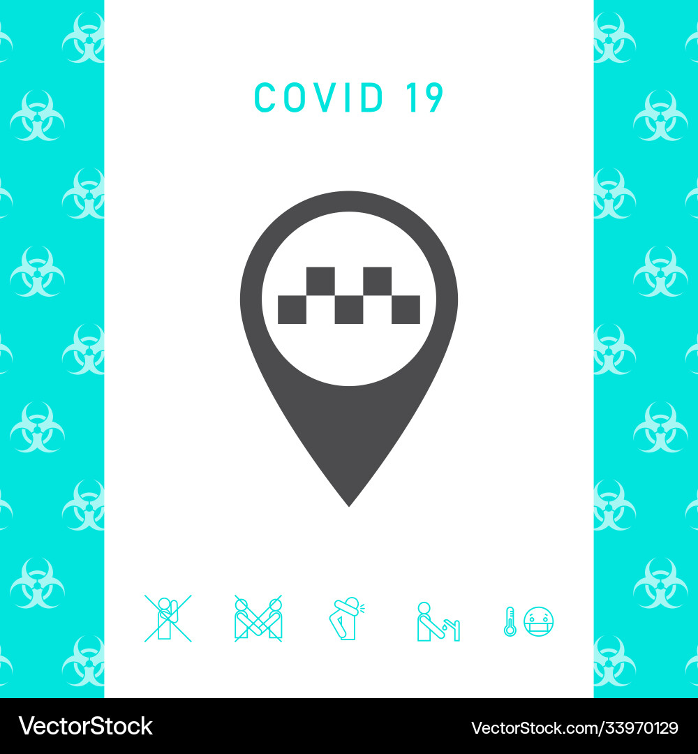 Map pointer with taxi sign graphic elements Vector Image