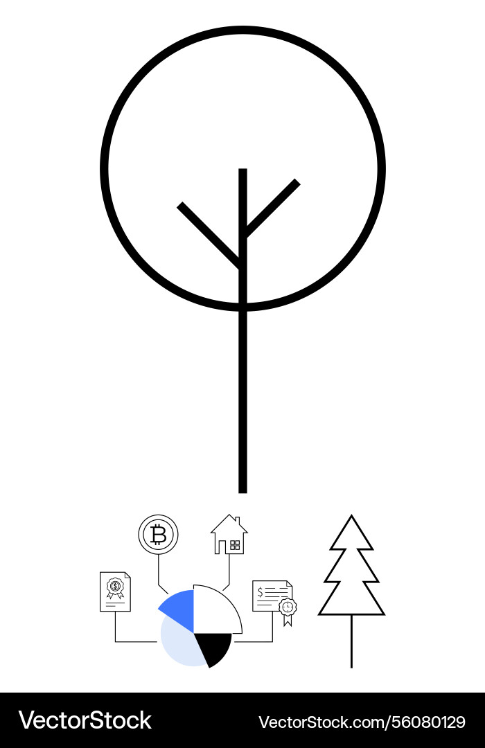 Minimalist tree design with financial graph Minimalist tree design with financial graph vector image
