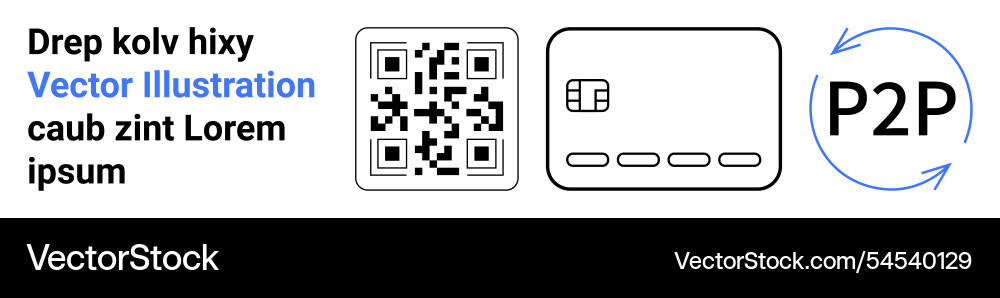 Qr code and credit card p2p transaction concept Vector Image