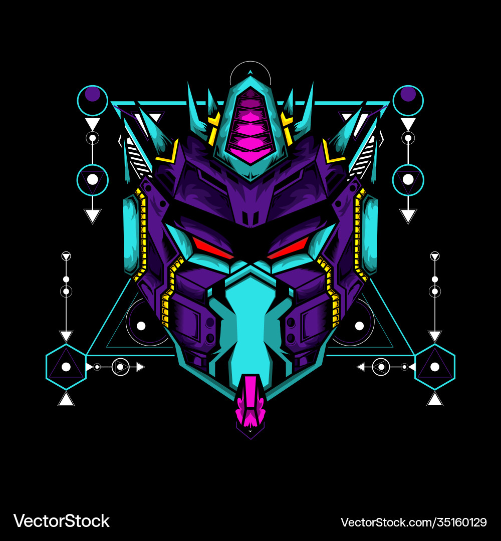 Robot mask with sacred geometry pattern Robot mask with sacred geometry pattern vector image
