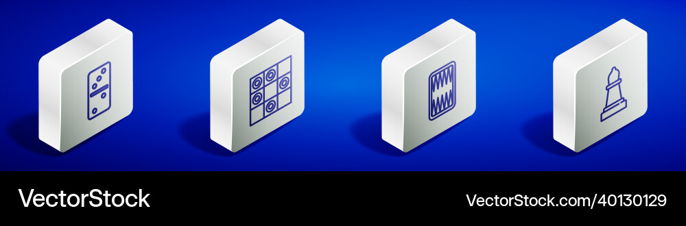 Set isometric line domino board game of checkers Set isometric line domino board game of checkers vector image