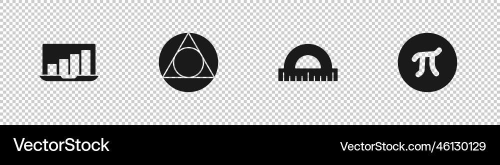 Set laptop with graph chart triangle math Set laptop with graph chart triangle math vector image