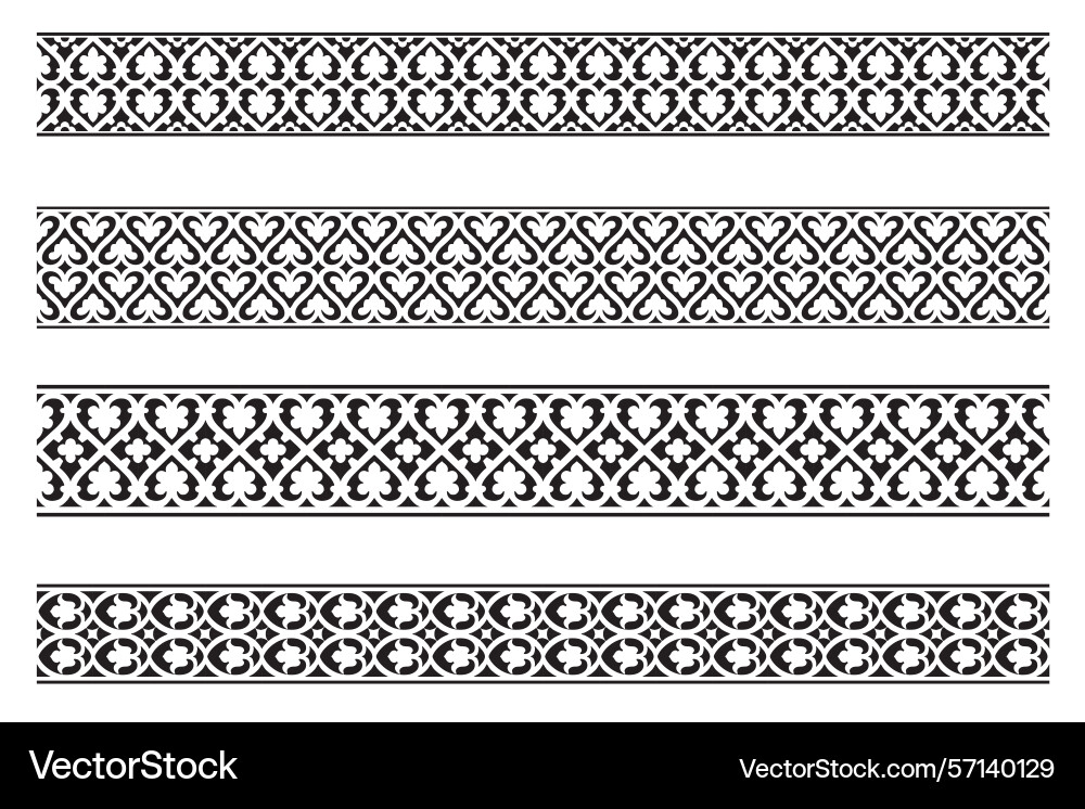 Set of decorative seamless ornamental border Vector Image