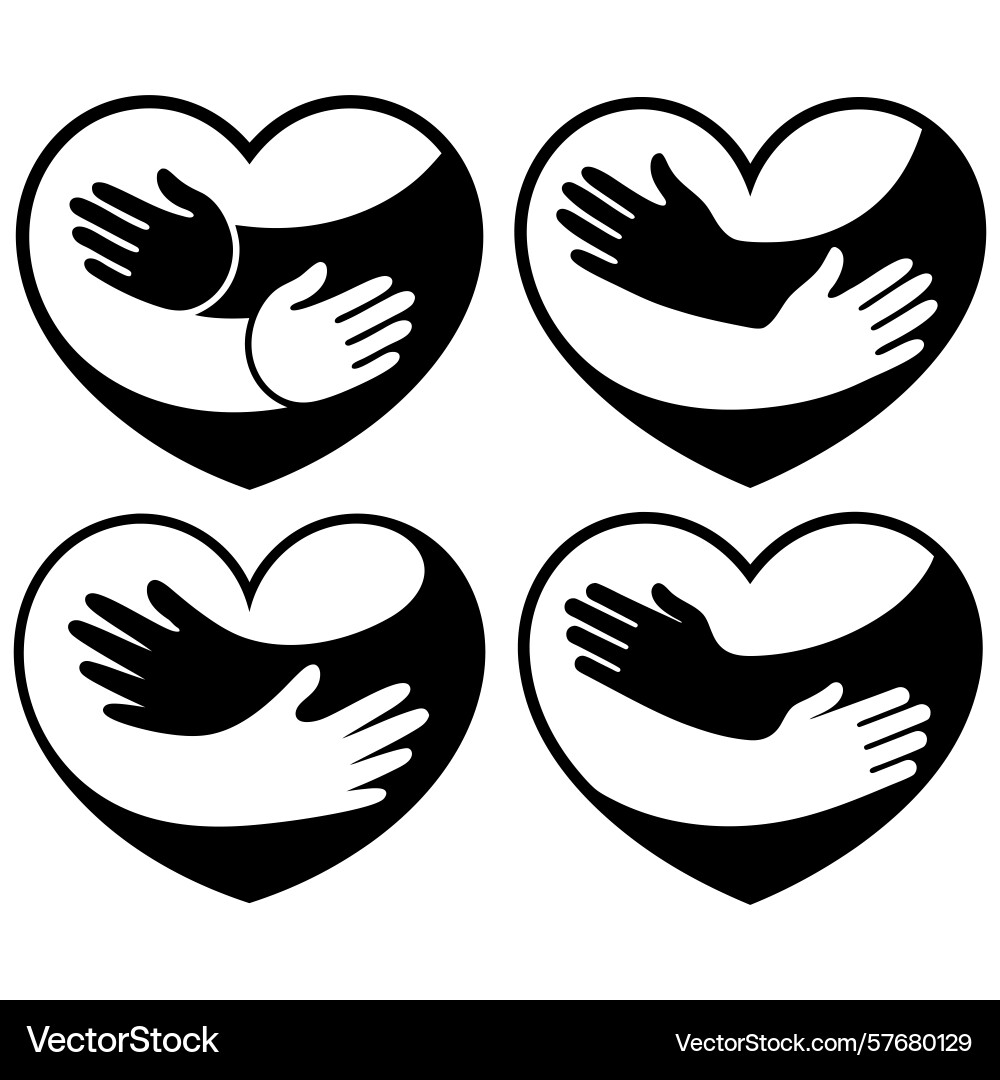 Simple of hugging hands forming Vector Image