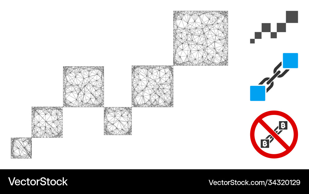 Square blockchain polygonal web mesh Square blockchain polygonal web mesh vector image