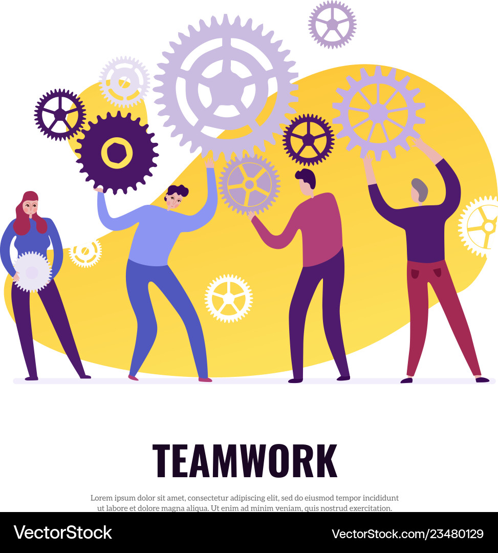 Teamwork flat concept Royalty Free Vector Image