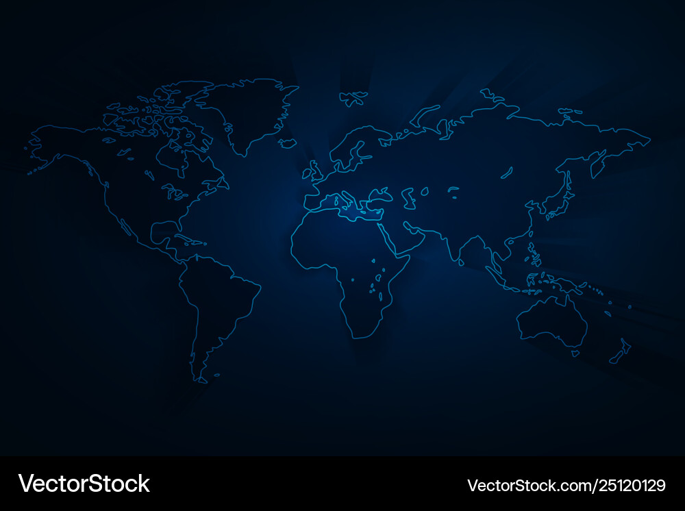 World map created with line on blue background World map created with line on blue background vector image