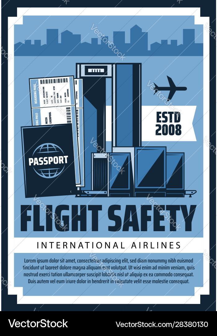 Airport Flight Safety - Travel & Security Vector Image