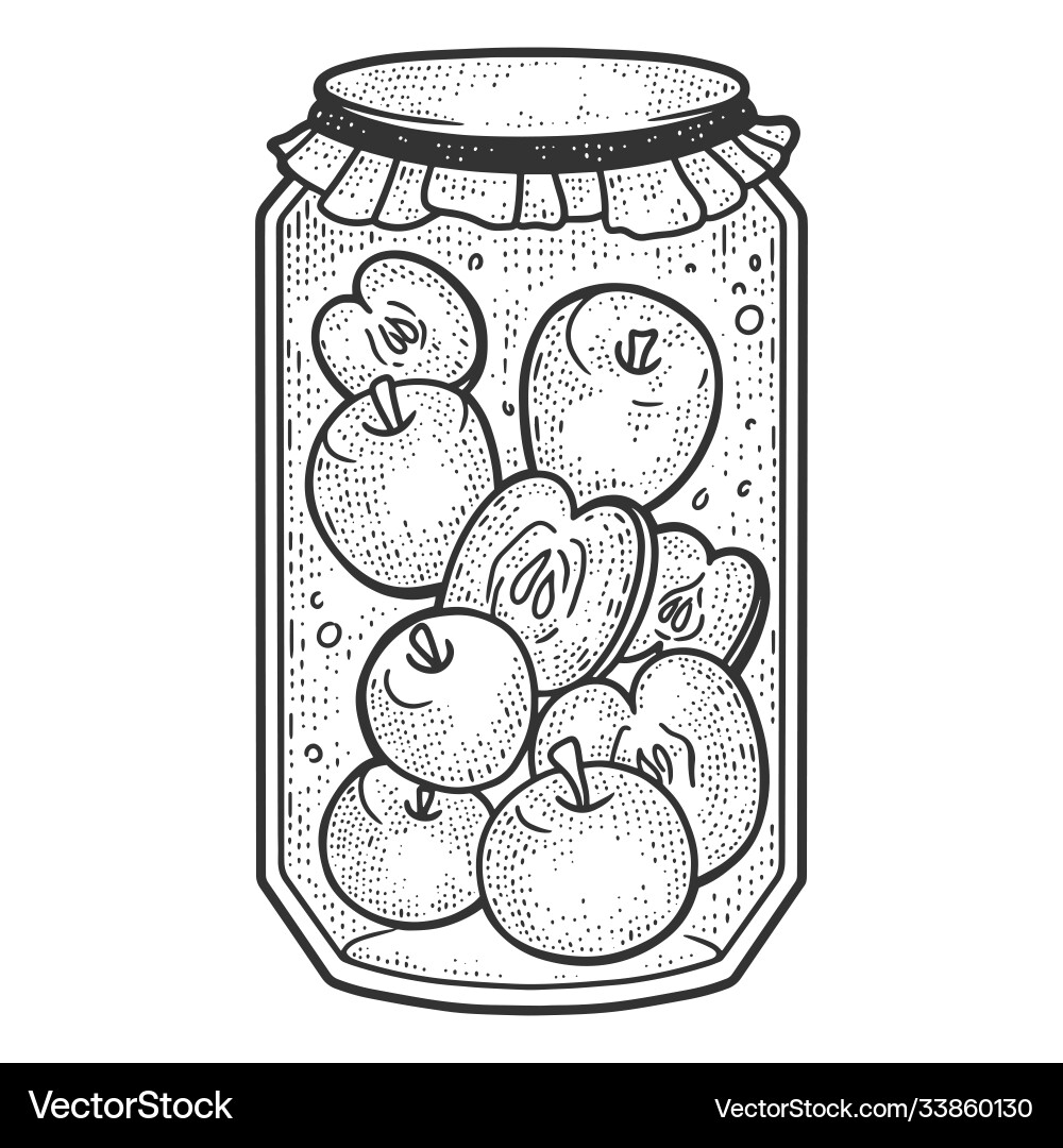 Apple compote preservation for winter sketch Vector Image