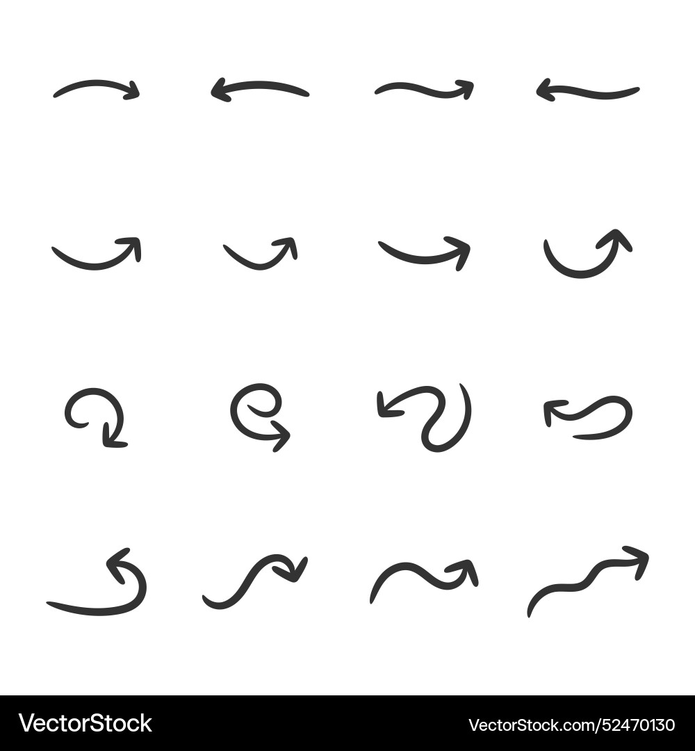Arrow Curve Icon Set - Sharp Curves vector image