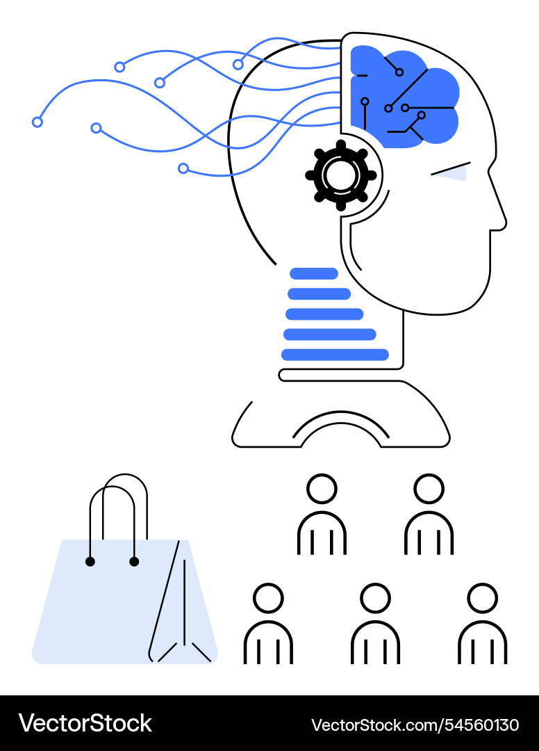 Artificial intelligence integrating human Artificial intelligence integrating human vector image
