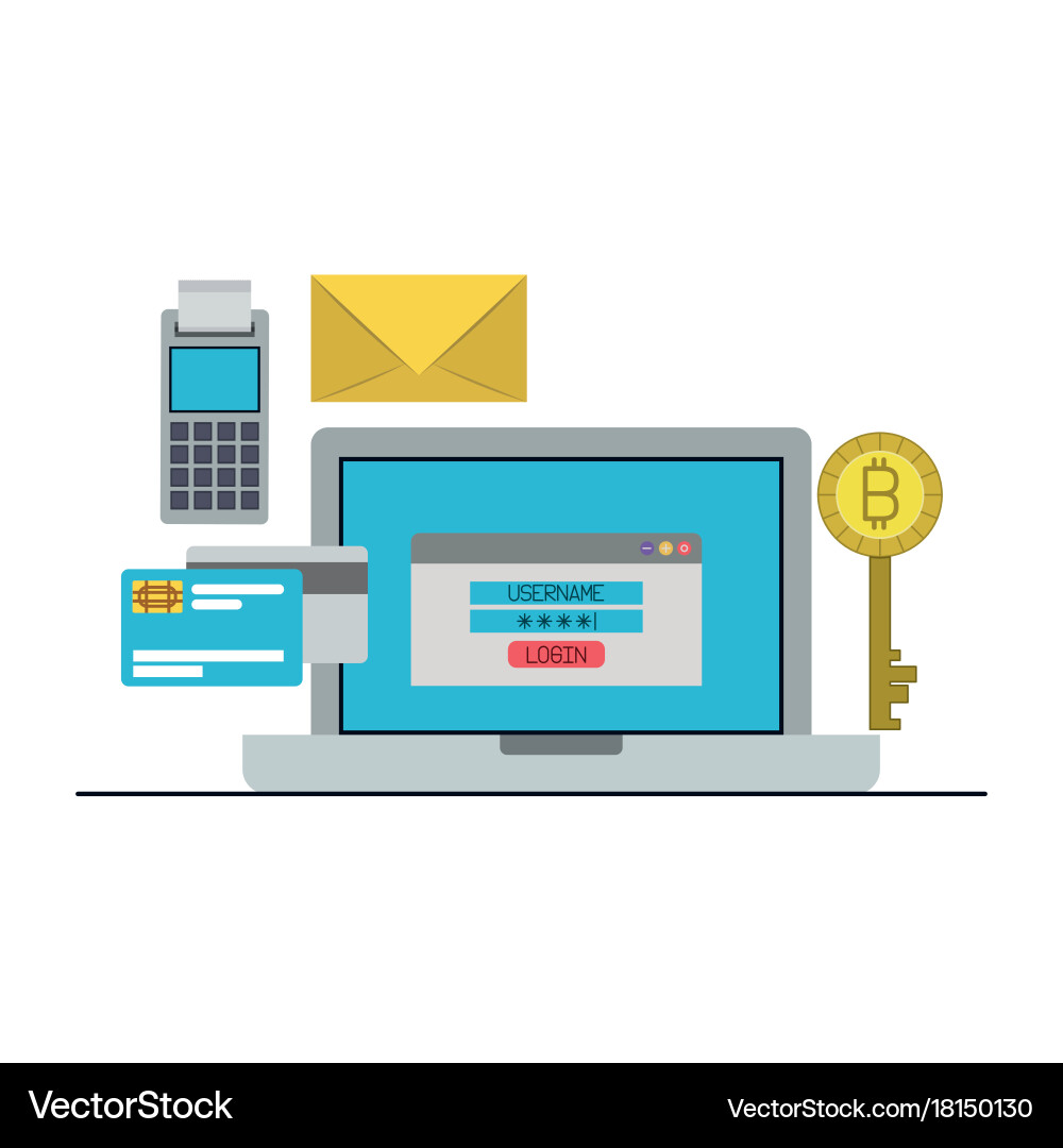 Bitcoin digital currency key login in payment from – Royalty-Free Vector |  VectorStock